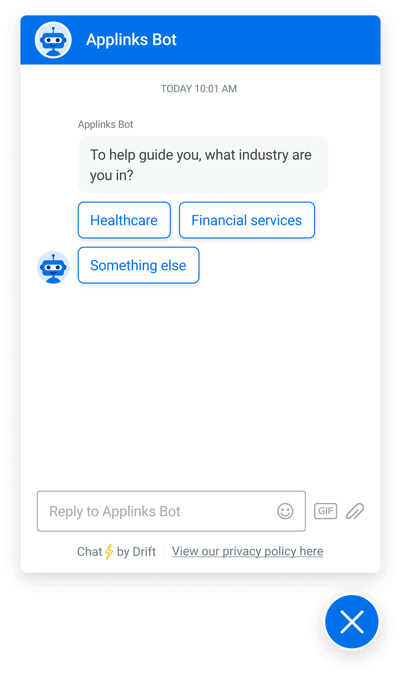 rule based chatbot screenshot